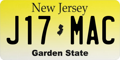 NJ license plate J17MAC