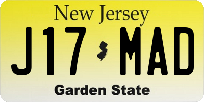 NJ license plate J17MAD