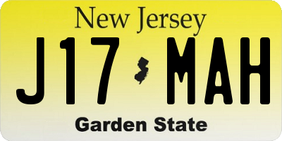 NJ license plate J17MAH