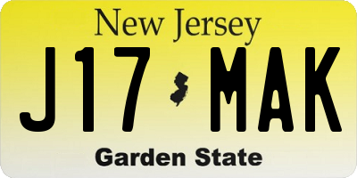 NJ license plate J17MAK