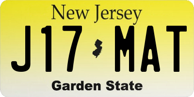 NJ license plate J17MAT