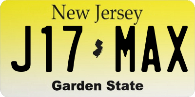 NJ license plate J17MAX