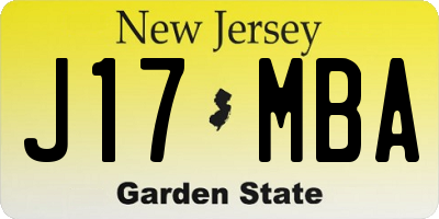 NJ license plate J17MBA