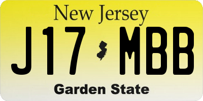NJ license plate J17MBB