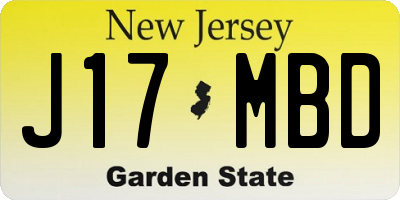 NJ license plate J17MBD