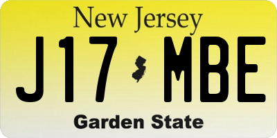 NJ license plate J17MBE