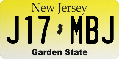 NJ license plate J17MBJ
