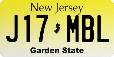 NJ license plate J17MBL
