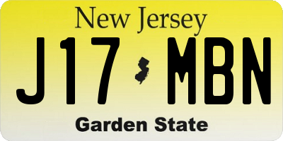 NJ license plate J17MBN