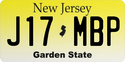 NJ license plate J17MBP