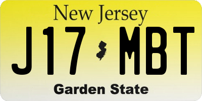 NJ license plate J17MBT