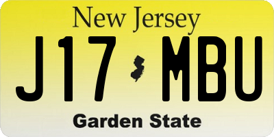 NJ license plate J17MBU