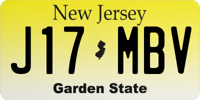 NJ license plate J17MBV