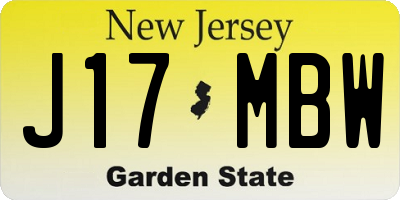 NJ license plate J17MBW