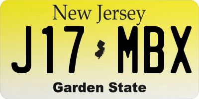 NJ license plate J17MBX