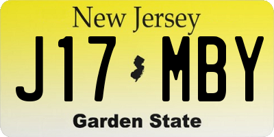NJ license plate J17MBY