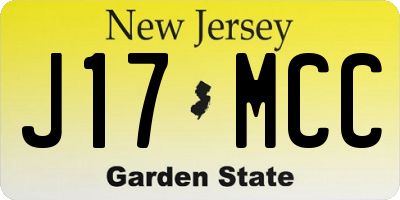 NJ license plate J17MCC