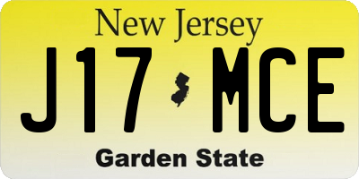 NJ license plate J17MCE