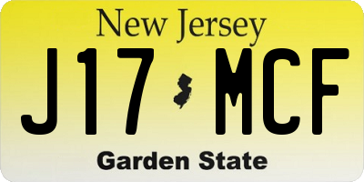 NJ license plate J17MCF