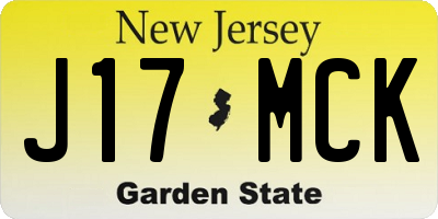 NJ license plate J17MCK