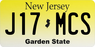 NJ license plate J17MCS