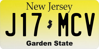 NJ license plate J17MCV