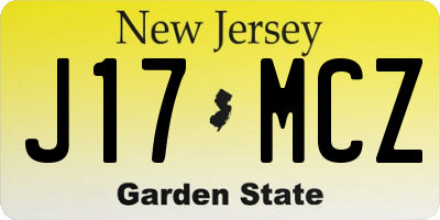 NJ license plate J17MCZ