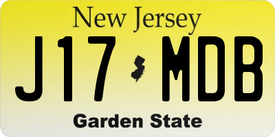 NJ license plate J17MDB