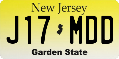NJ license plate J17MDD