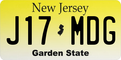 NJ license plate J17MDG