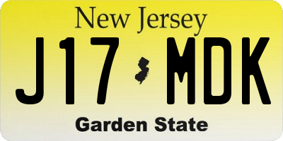 NJ license plate J17MDK
