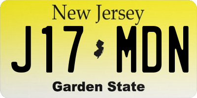 NJ license plate J17MDN