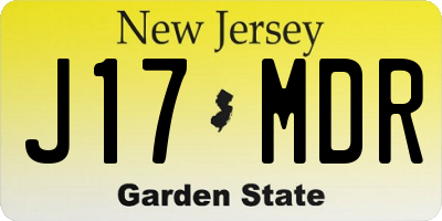 NJ license plate J17MDR