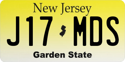 NJ license plate J17MDS