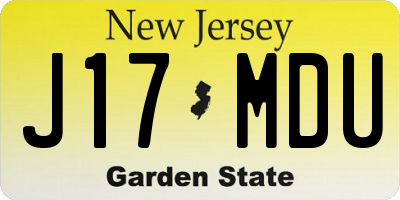 NJ license plate J17MDU