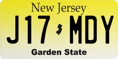 NJ license plate J17MDY