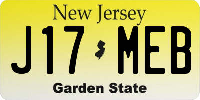 NJ license plate J17MEB