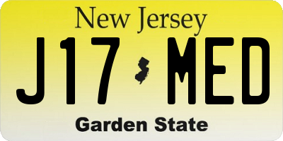 NJ license plate J17MED