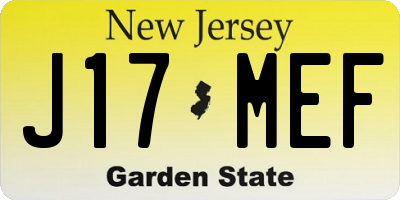 NJ license plate J17MEF