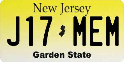 NJ license plate J17MEM