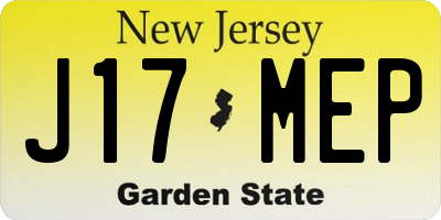 NJ license plate J17MEP
