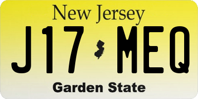 NJ license plate J17MEQ