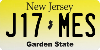 NJ license plate J17MES