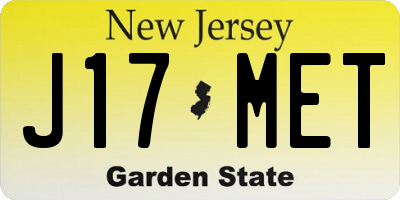 NJ license plate J17MET