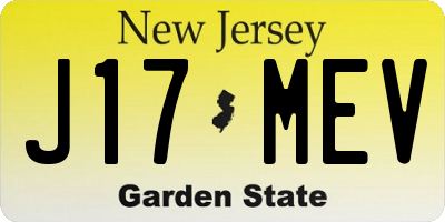 NJ license plate J17MEV