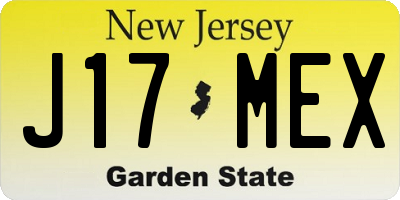 NJ license plate J17MEX