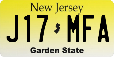 NJ license plate J17MFA