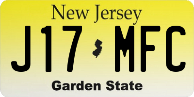 NJ license plate J17MFC