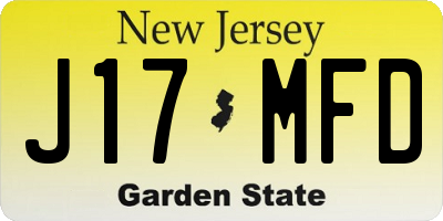 NJ license plate J17MFD