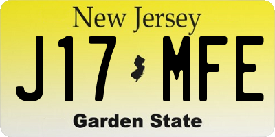 NJ license plate J17MFE
